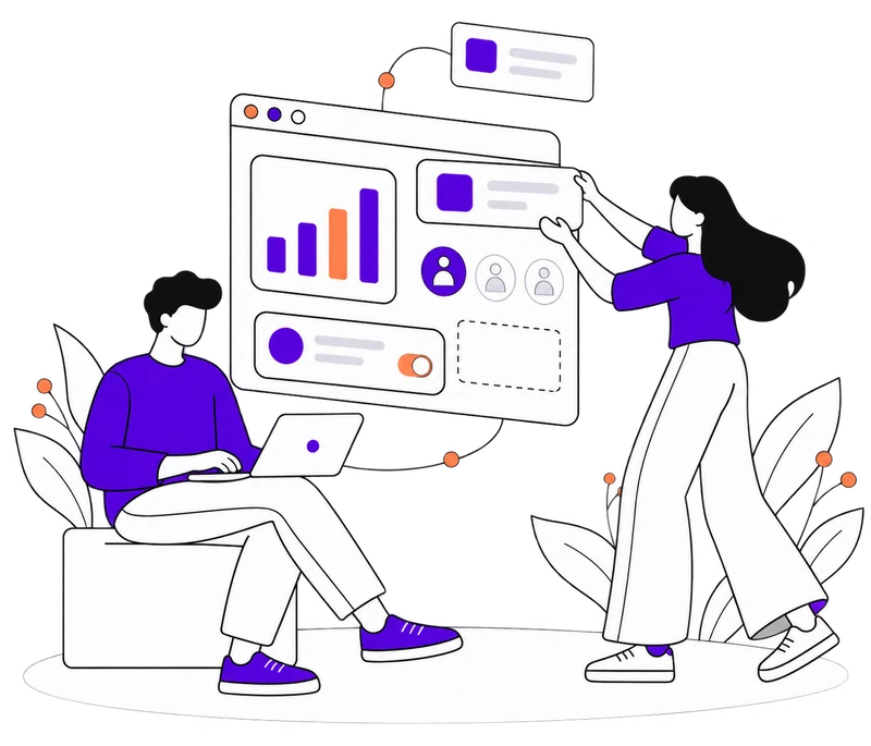 Dos personas revisan un panel de una aplicación web